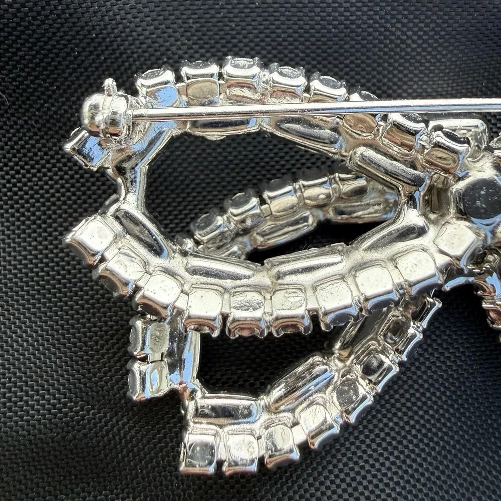 Vintage Rhinestone Bow Brooch/pin Baguette, Round And Emerald Cut Stones